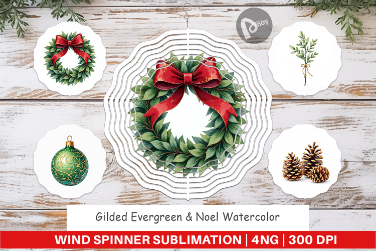 Gilded Evergreen Noel Wind Spinner