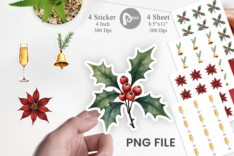 Gilded Evergreen Noel Sticker