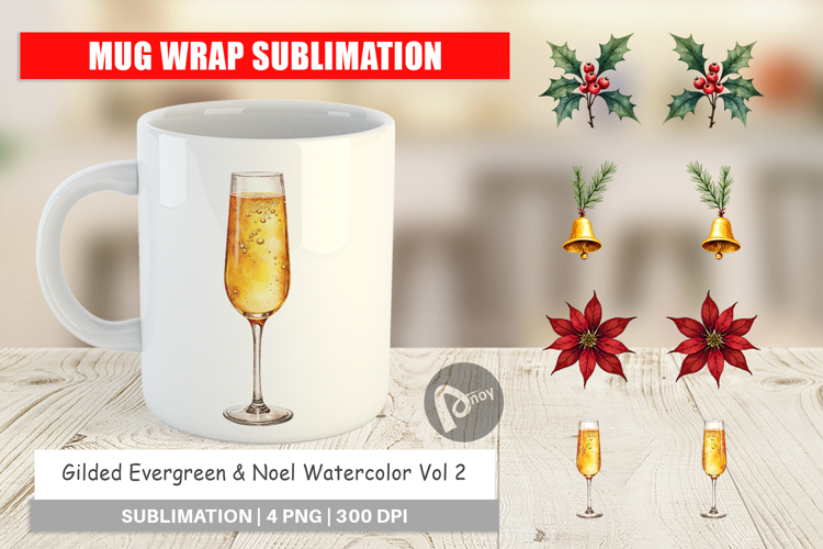Gilded Evergreen Noel Mug Wrap