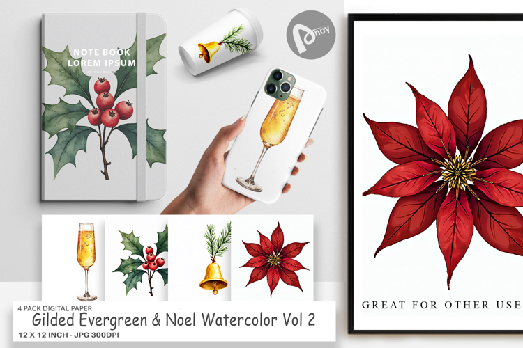 Gilded Evergreen Noel Digital Paper