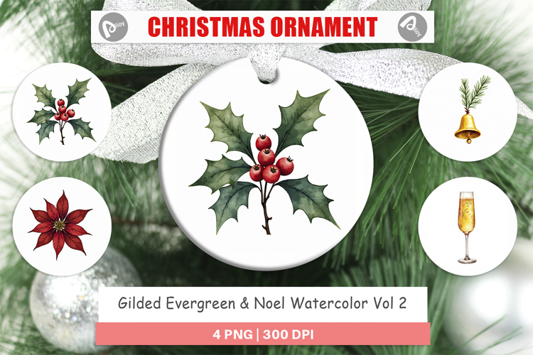 Gilded Evergreen Noel Ornament