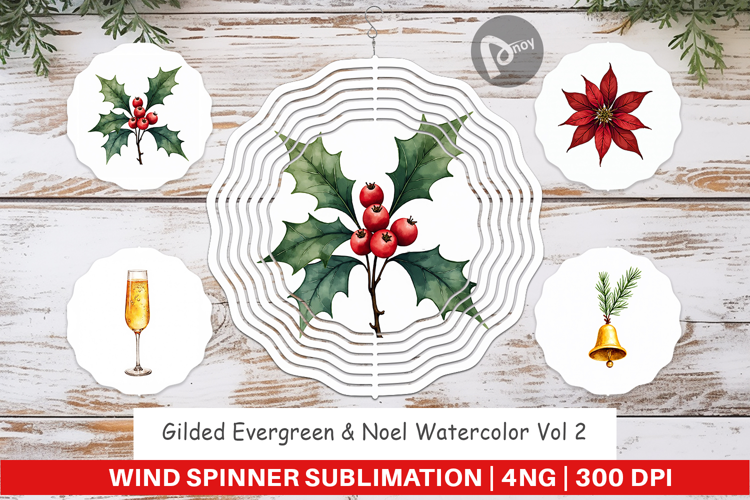 Gilded Evergreen Noel Wind Spinner
