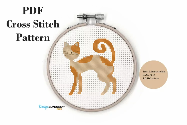 Ginger Cat Cross Stitch Pattern PDF File