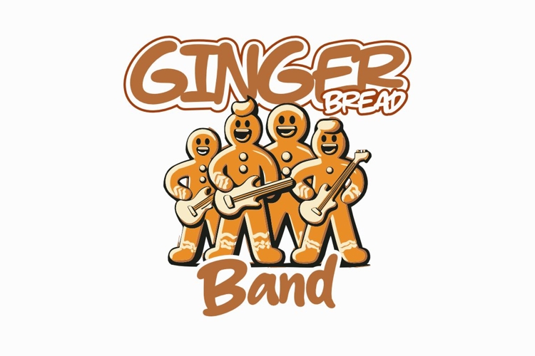 Ginger Bread Band Funny Christmas T-shirt Design