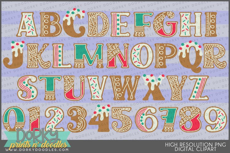 Gingerbread Alphabet and Number Designs for Sublimation