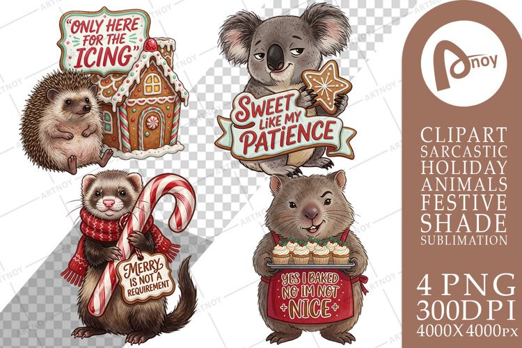 Gingerbread Bakery Shade Animals Sublimation example image 1