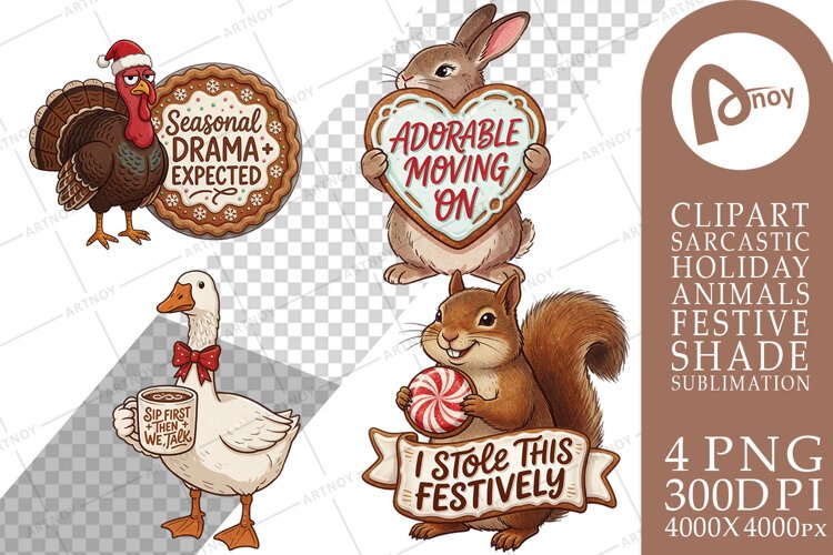 Gingerbread Bakery Shade Animals Sublimation example image 1
