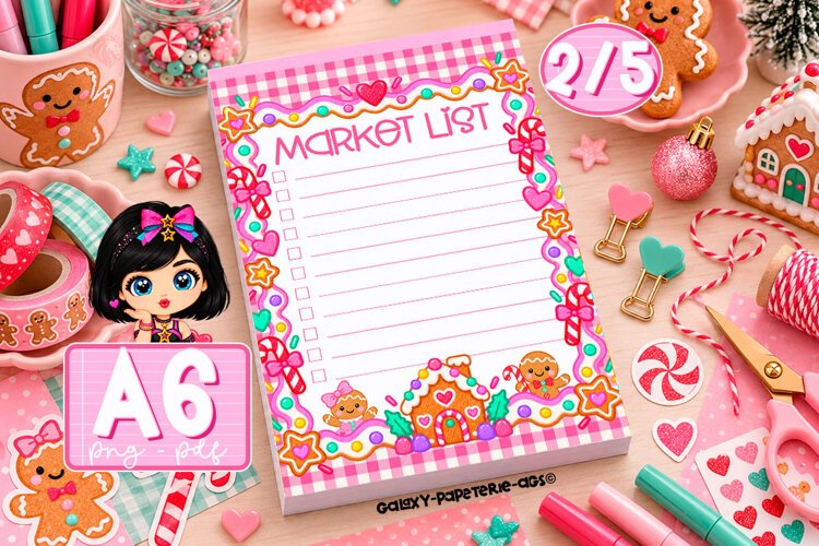 Gingerbread House A6 Notepad PNG and PDF example image 1