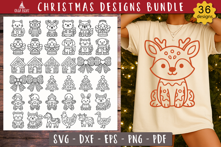 Gingerbread Christmas Animal SVG Bundle