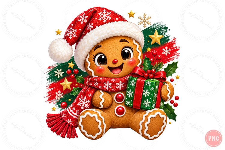 Gingerbread Christmas PNG, Cute Gingerbread PNG, Christmas example image 1