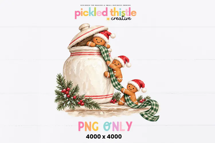 Gingerbread Christmas PNG, Cookie Jar PNG