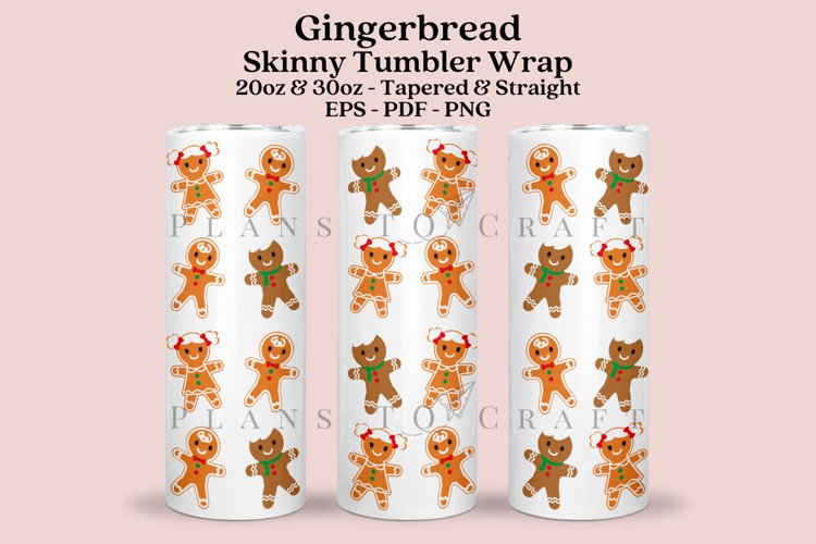 Christmas Gingerbread Skinny Tumbler Sublimation Wrap SVG