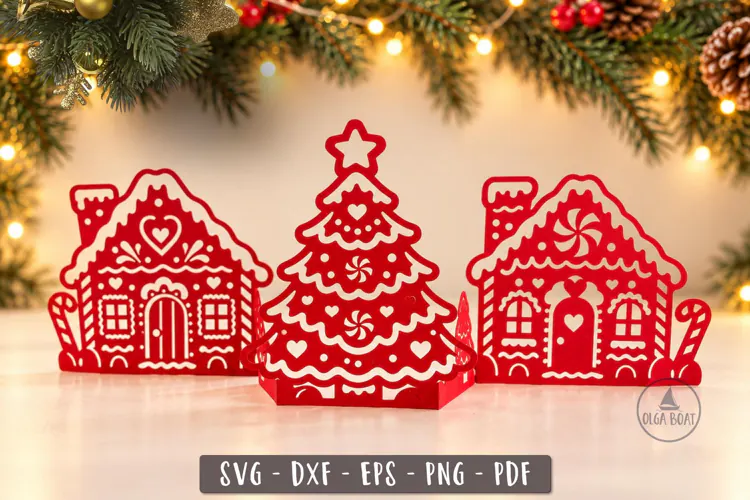 Gingerbread Christmas Village SVG design