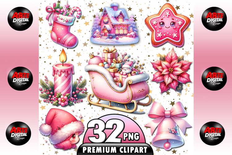 Pink Gingerbread Clipart Sublimation