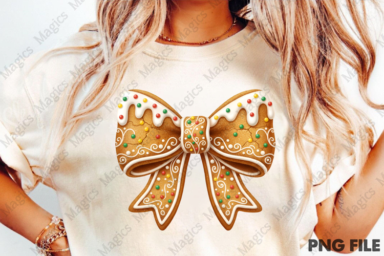 Gingerbread Coquette Bow Christmas PNG