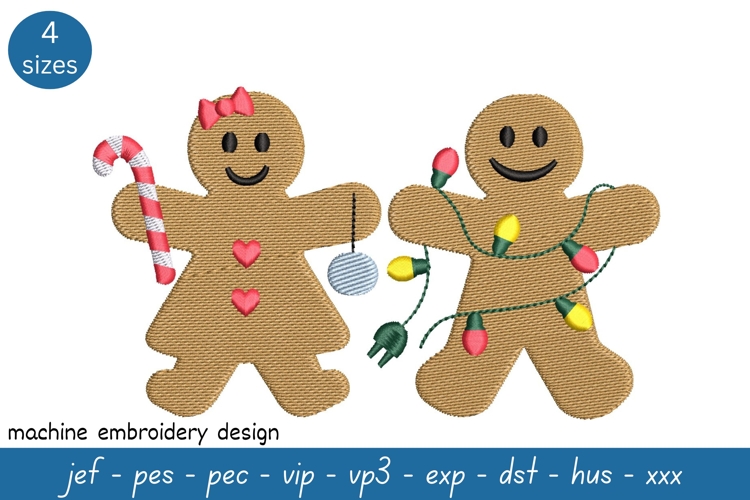 Gingerbread Couple Embroidery Design