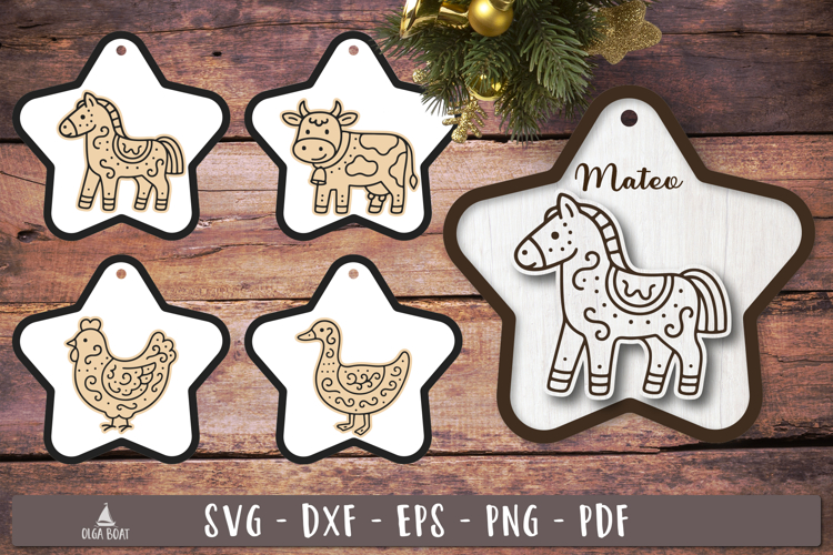 Gingerbread Farm Animal SVG Christmas Laser cut