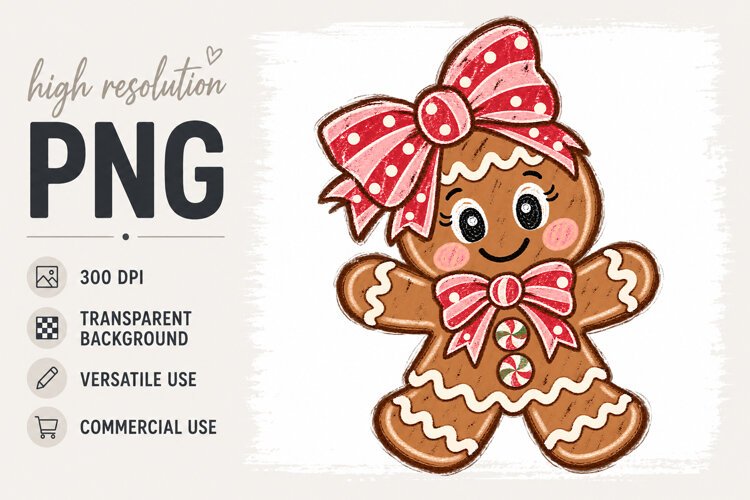 Gingerbread Cookie png, Gingerbread Girl png, Christmas png example image 1