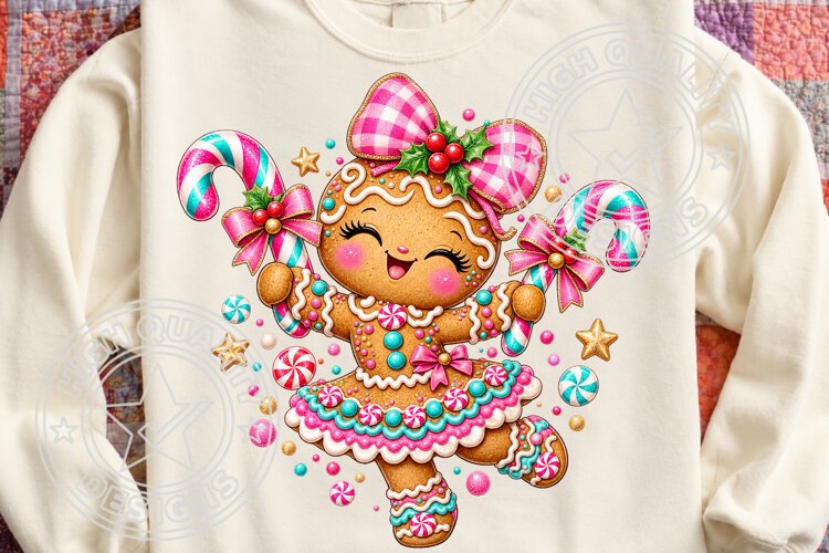 Gingerbread Girl Clipart Cute Christmas Sublimation example image 1