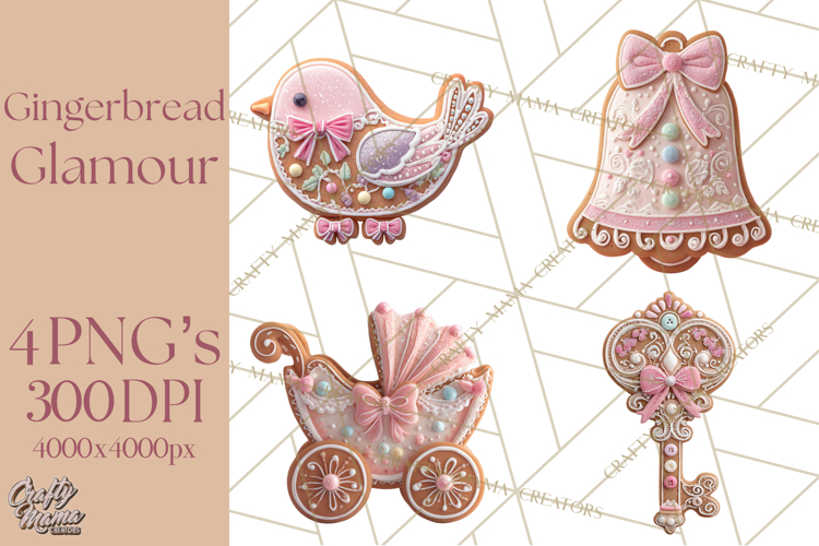 Coquette Christmas Cookies PNG, Gingerbread Clipart