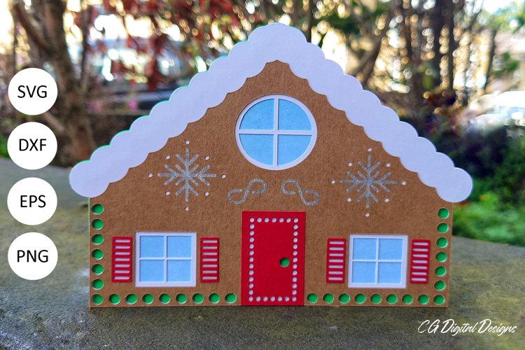 Gingerbread House Card & Envelope - SVG