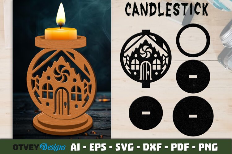 Gingerbread House Tealight Candle Holder Lasercut example image 1
