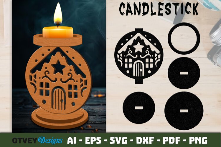 Gingerbread House Tealight Candle Holder Lasercut example image 1