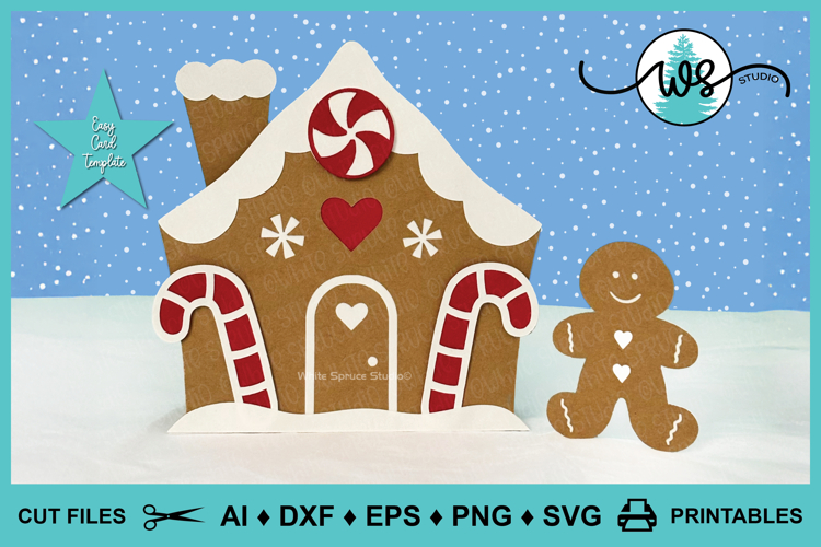 Gingerbread House Card SVG Template