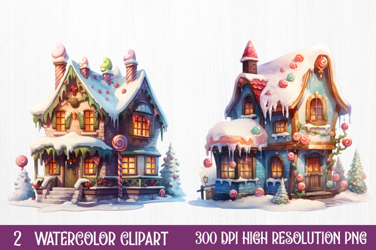 Watercolor Gingerbread House Clipart, watercolor Clipart