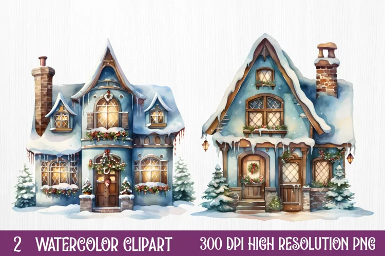 Watercolor Gingerbread House Clipart, watercolor Clipart