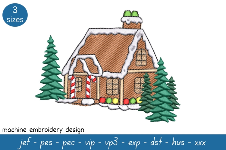 Gingerbread House Embroidery Design - Christmas Pattern