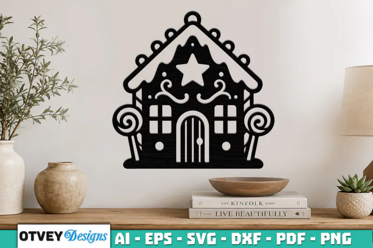 Gingerbread House Wall Decor Lasercut