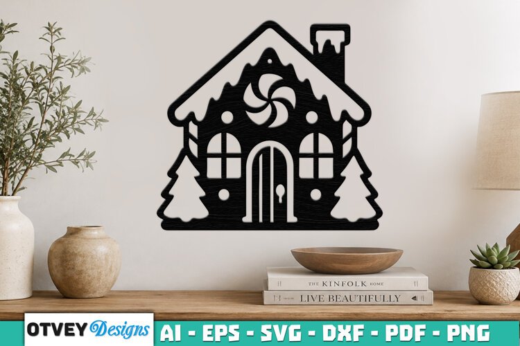 Gingerbread House Wall Decor Lasercut example image 1