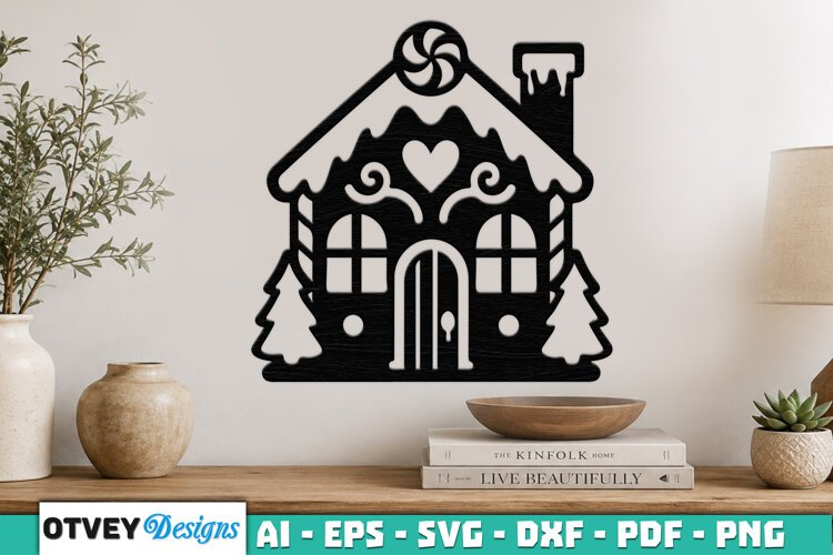 Gingerbread House Wall Decor Lasercut example image 1