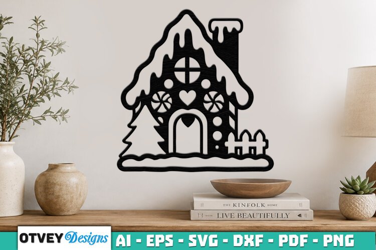 Gingerbread House Wall Decor Lasercut example image 1