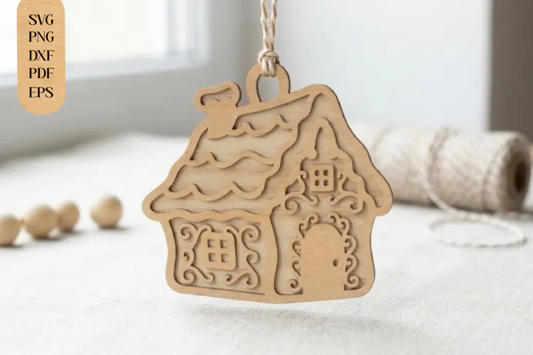 Gingerbread House Ornament Laser Cut SVG