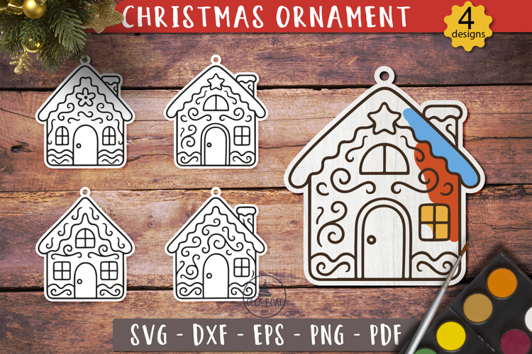 Gingerbread House Ornament SVG Christmas Painting Toy