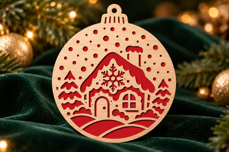Gingerbread House Ornament SVG, Laser Cut Glowforge File