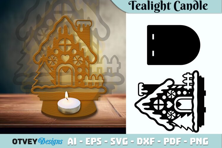 Gingerbread House Tealight Candle Holder Lasercut example image 1