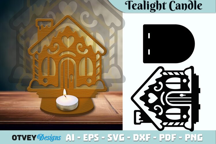 Gingerbread House Tealight Candle Holder Lasercut example image 1