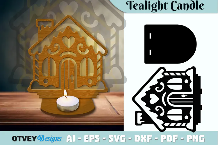 Gingerbread House Tealight Candle Holder Lasercut