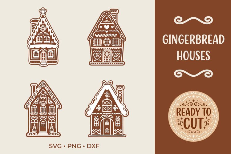 Gingerbread Houses SVG, Christmas Gingerbread House Cut File example image 1