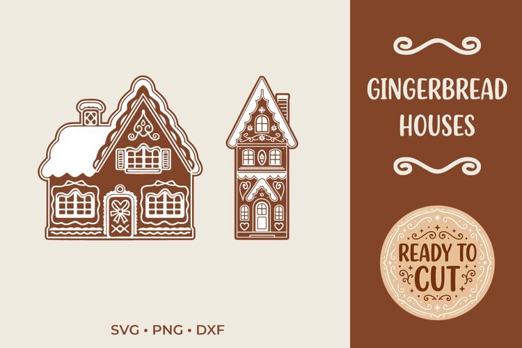 Gingerbread Houses SVG, Christmas Gingerbread House Cut File example image 1