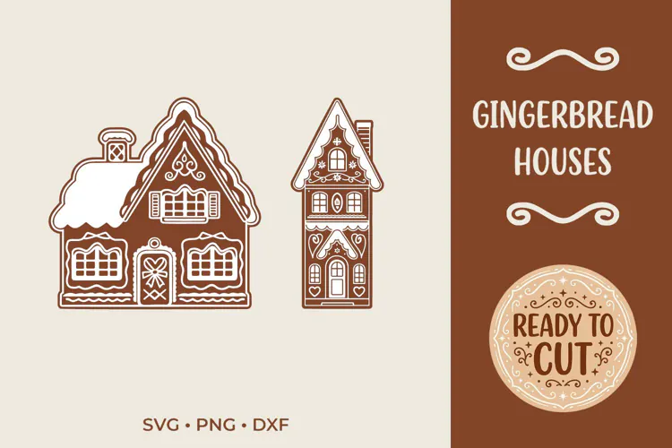 Gingerbread Houses SVG, Christmas Gingerbread House Cut File