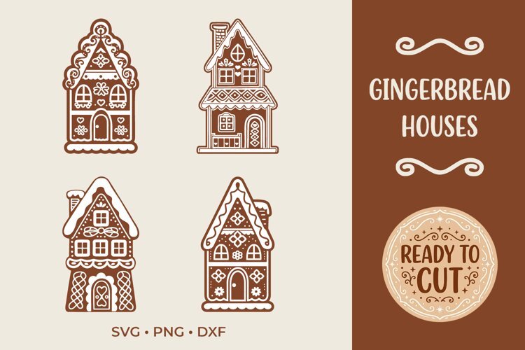 Gingerbread Houses SVG, Christmas Gingerbread House Cut File example image 1