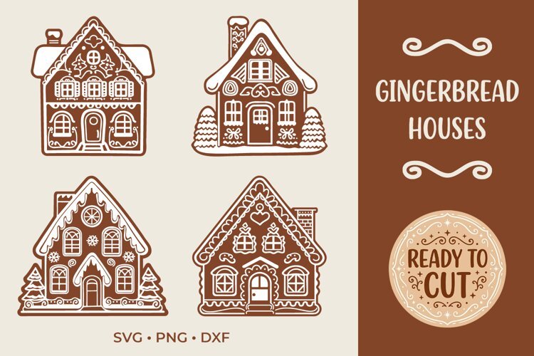 Gingerbread Houses SVG, Christmas Gingerbread House Cut File example image 1