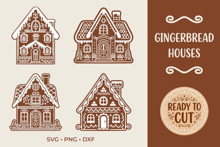 Gingerbread Houses SVG, Christmas Gingerbread House Cut File example image 1