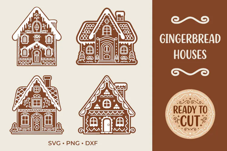 Gingerbread Houses SVG, Christmas Gingerbread House Cut File