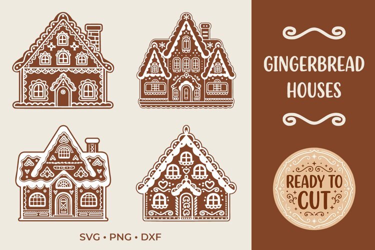 Gingerbread Houses SVG, Christmas Gingerbread House Cut File example image 1