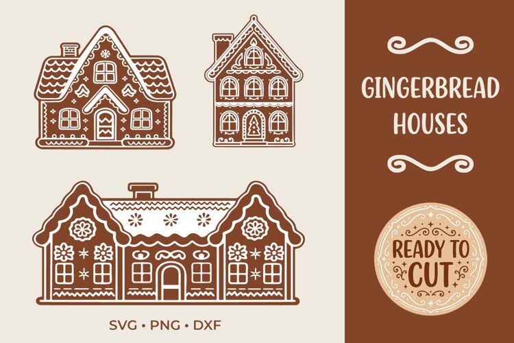 Gingerbread Houses SVG, Christmas Gingerbread House Cut File example image 1